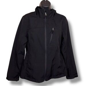Medium Free Tech Black Jacket Hooded Windbreaker Zip Closure Outdoor Athletic